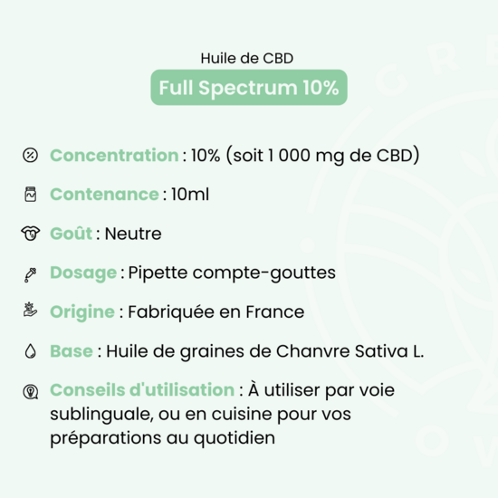 Huile CBD 10% Full Spectrum  Green Owl