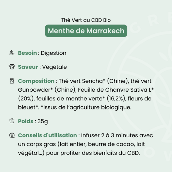 Thé vert CBD Menthe de Marrakech  35g