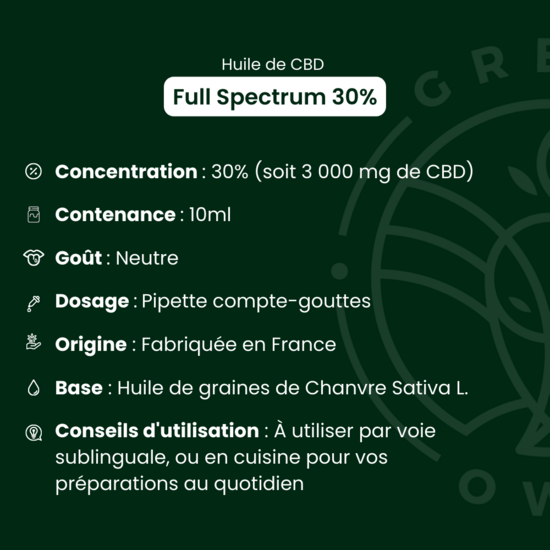 Huile CBD 30% Full Spectrum  Green Owl