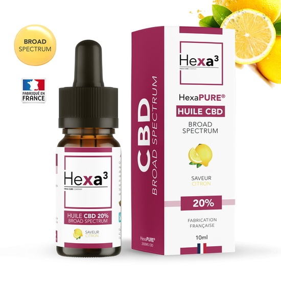 Huile CBD 20% Broad Spectrum Citron 10ml - Hexa3