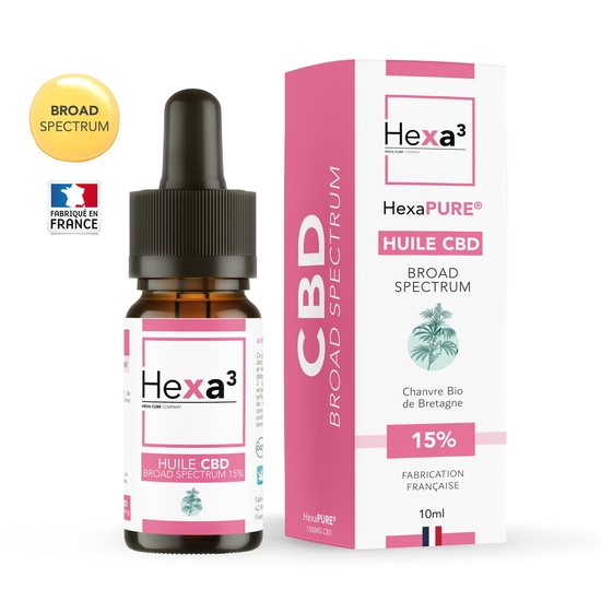 Huile CBD 15% Broad Spectrum 10ml - Hexa3