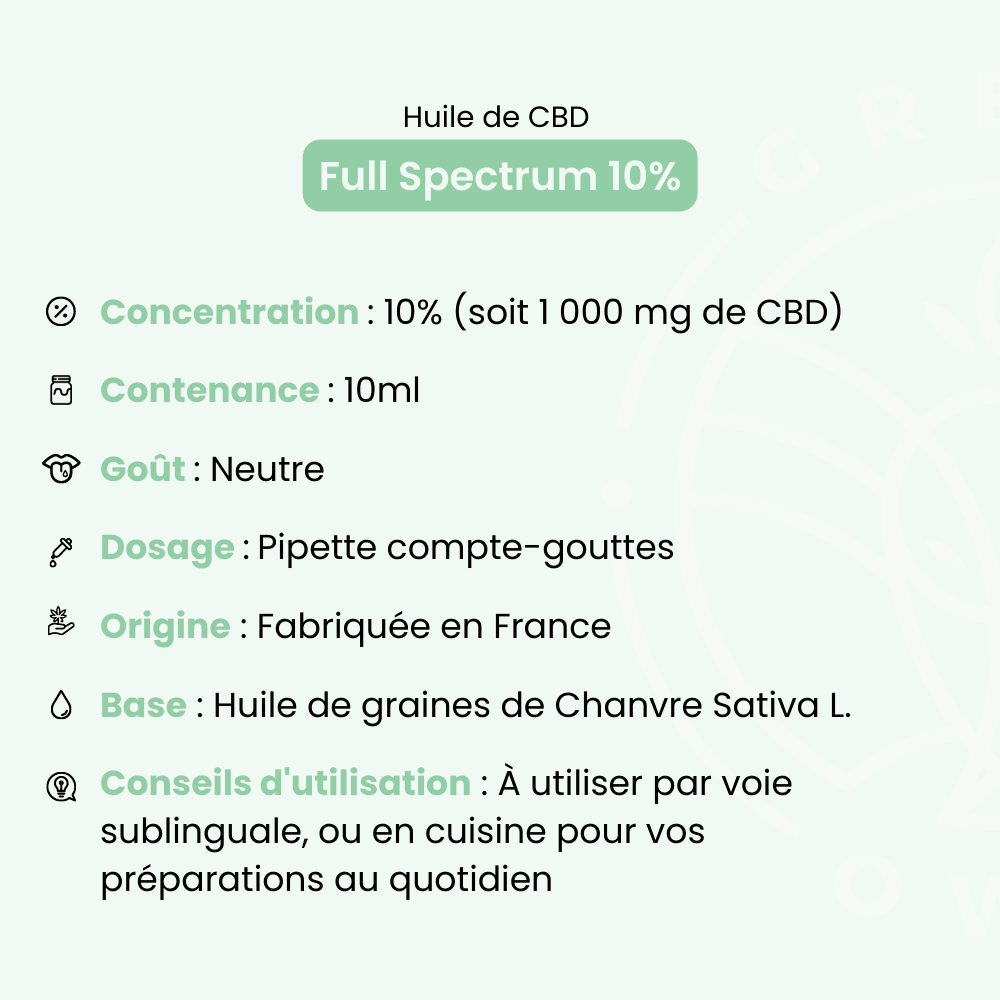 Huile CBD 10% Full Spectrum  Green Owl