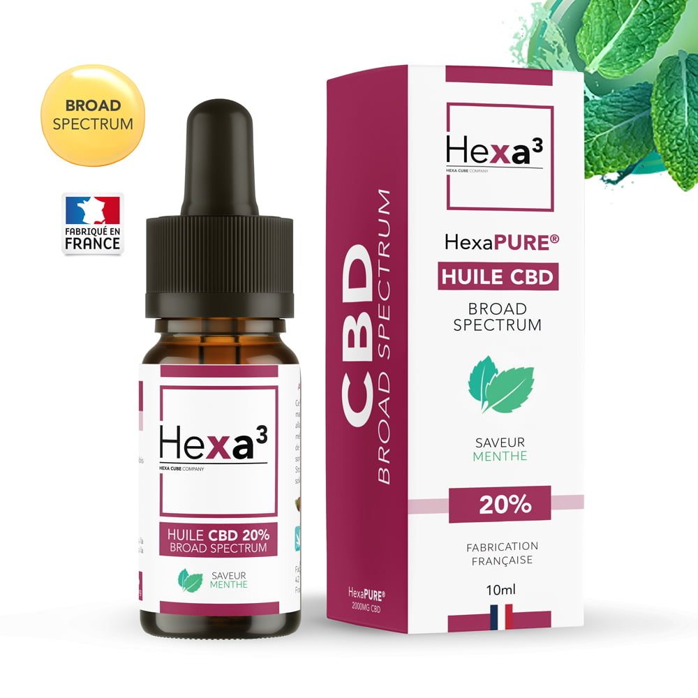Huile CBD 20% Broad Spectrum Menthe 10ml - Hexa3