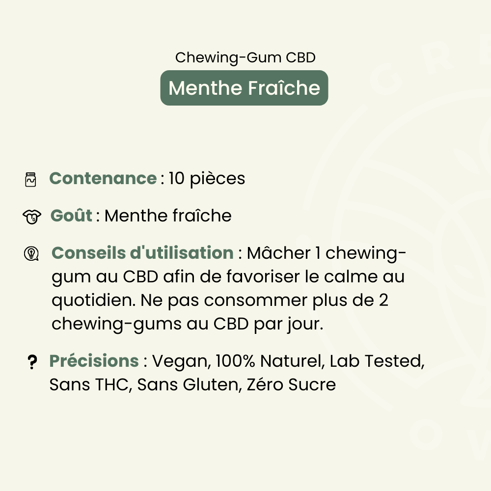 Chewing-Gum CBD Menthe Fraîche